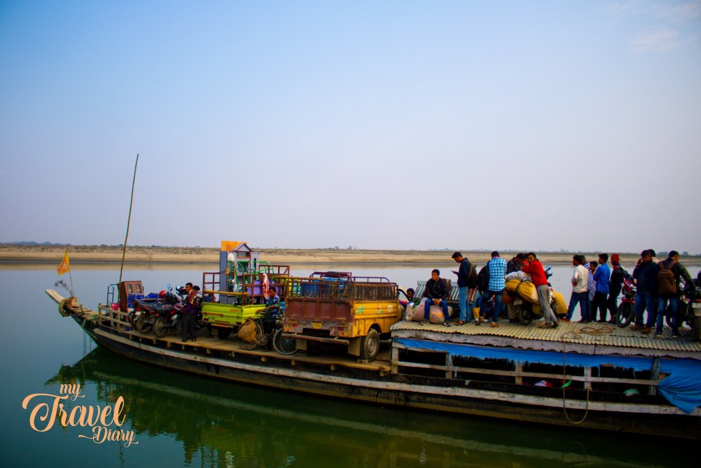 Ferry leaving Nimati ghat to Majuli, Assam