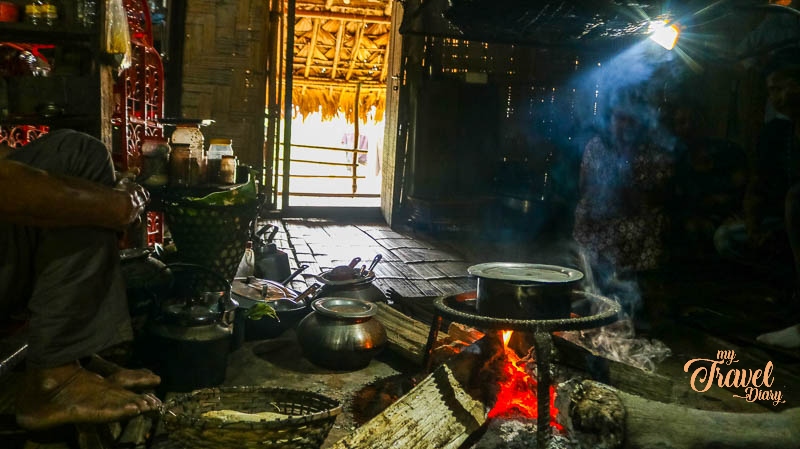 Central fireplace of a Adi household which is also a kitchen