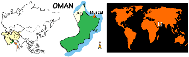 Maps show the location of Oman