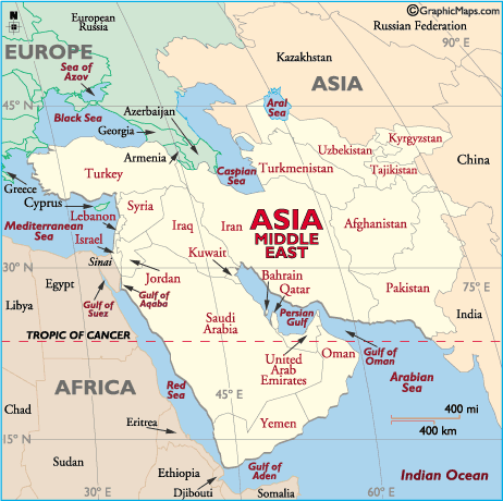 Map showing the location of Oman relative to other continents