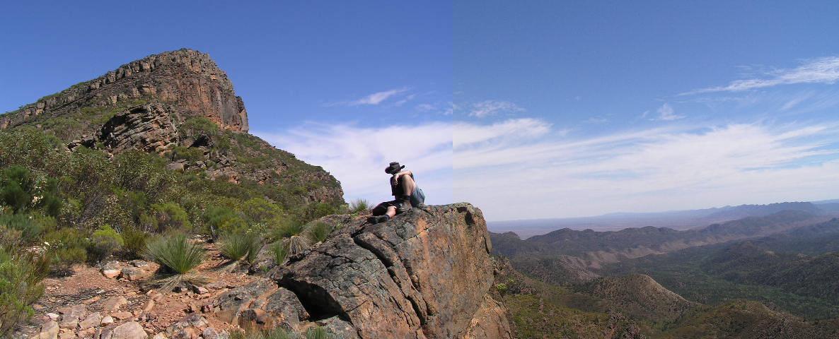 Bradley infront of St Mary's Peak, Wilpena Pound, Flinder's Ranges National Park, SA