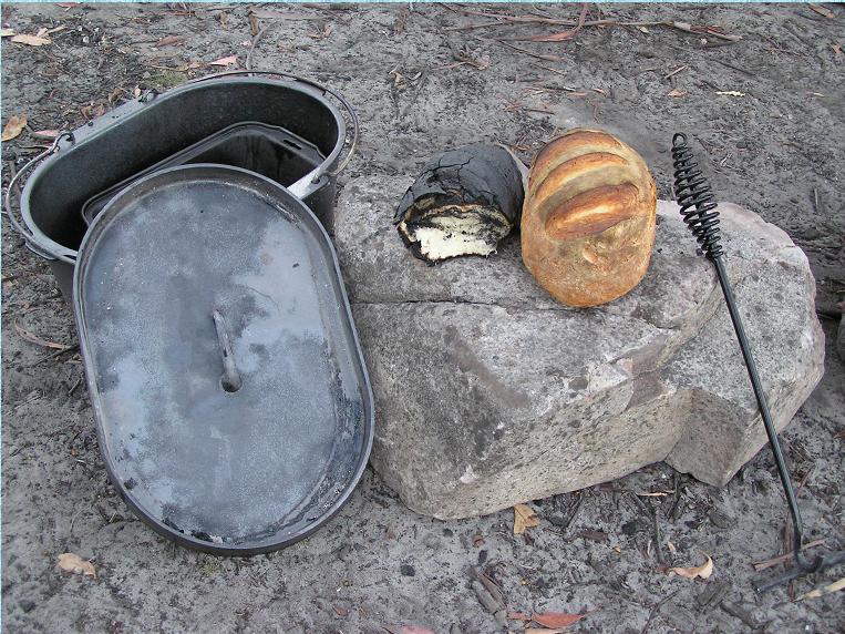 The first two attempts to make fresh bread in the camp oven