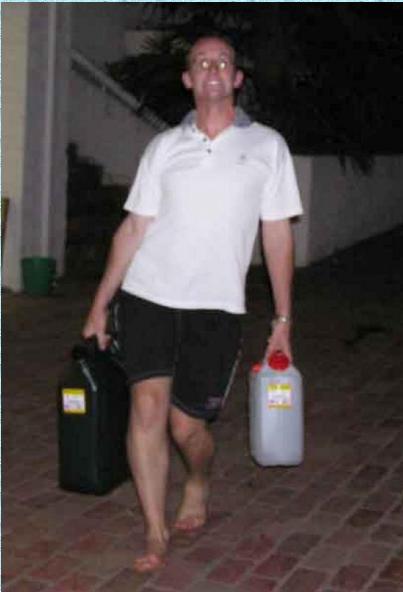 Bradley loading the water containers