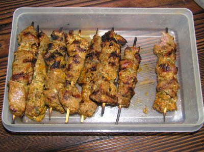 These skewers were made with lamb, but they are just as good with pork